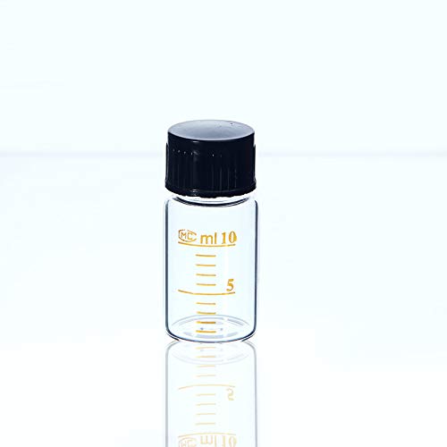 juler Vaso Graduado Botella de Reactivo Puerto Roscado Negro hacia Borosilicato Cristalería Laboratorio Química Experimento Herramientas Contenedor de Liquido / 5 * 10ml / Transparente