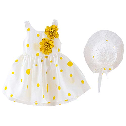Julhold - Vestido de princesa con diseño de lunares, para bebés y niñas, de 0 a 3 años Amarillo amarillo 6-12 Meses