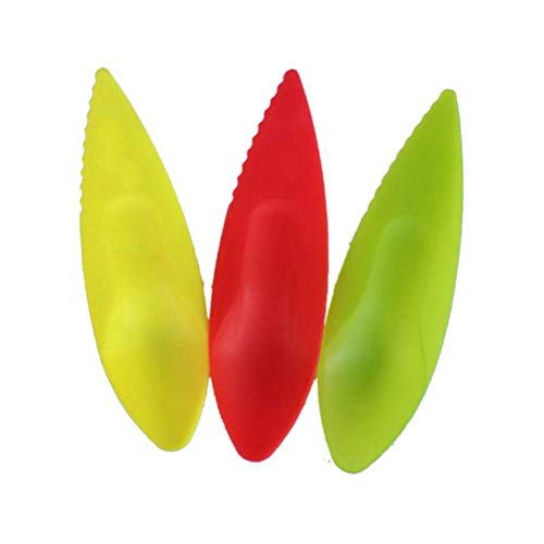 Julymall - 3 piezas 2 en 1 herramienta para cortar frutas, utensilios de cocina, kiwi, pelador, cuchara de plástico, cortador de frutas, cuchillo y cortador con agujero