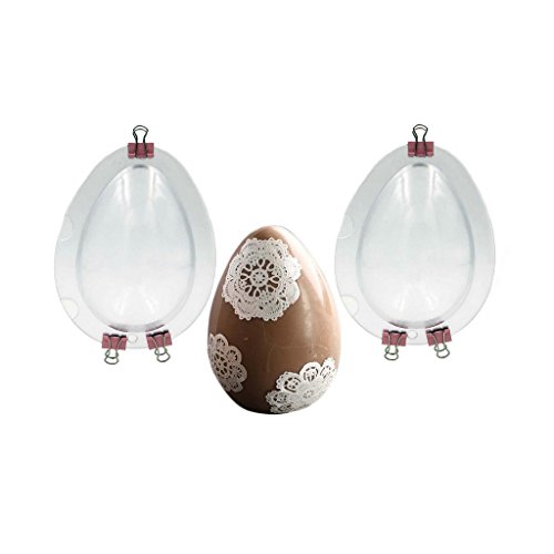 Jun 2 pcs huevos de Pascua moldes Clear Chocolate molde con clips de metal, 3d gran forma de huevo Chocolate molde moldes de repostería (para día de Pascua decoración