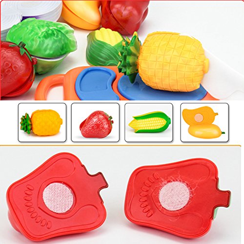 JUNGEN 12PCS Juguete de Cocina Infantil, Juguete Frutas y Verduras, Cocina de Niños Corte Juguete
