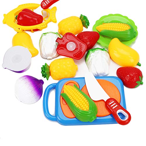 JUNGEN 12PCS Juguete de Cocina Infantil, Juguete Frutas y Verduras, Cocina de Niños Corte Juguete
