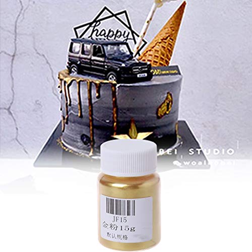 Junlinto, 15g Brillo Comestible Brillo Dorado Polvo de Oro Decoración de Pasteles de Alimentos Hornear DIY Polvo