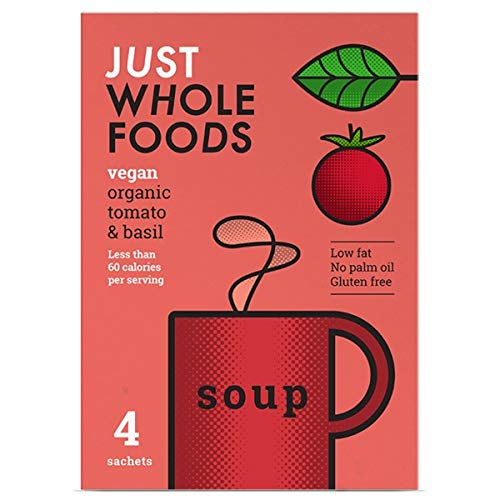 Just Wholefoods Sopa orgánica vegana - 68 g - Mezcla de 3 sabores (paquete de 6)