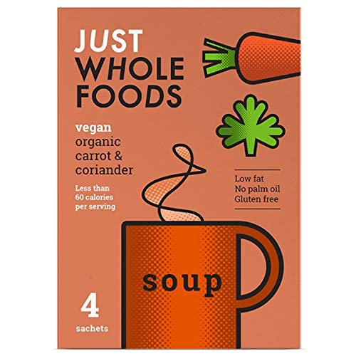 Just Wholefoods Sopa orgánica vegana - 68 g - Mezcla de 3 sabores (paquete de 6)