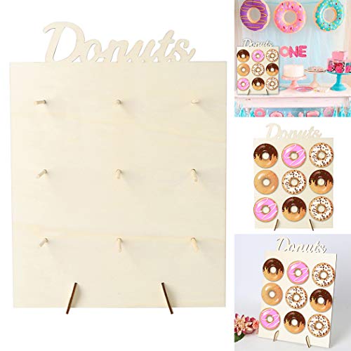 JUSTDOLIFE Donut Wall Wood Creative Donut Stand Treat Stand para Boda Baby Shower