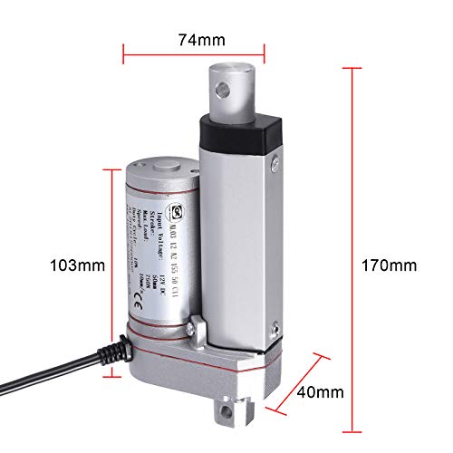 Justech DC 12V Motor de Actuador Lineal de Alta Resistencia 160lbs 50 mm de Longitud de Carrera para Auto Coche RV Puerta Eléctrica Abrelatas Industrial Maquinaria Agrícola Limpia Barrido Vehículos