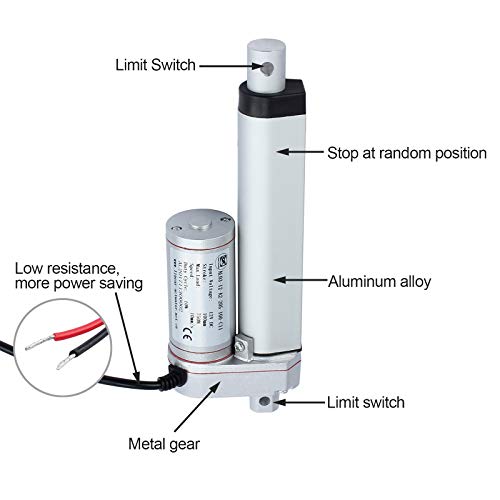 Justech DC 12V Motor de Actuador Lineal de Alta Resistencia 160lbs 50 mm de Longitud de Carrera para Auto Coche RV Puerta Eléctrica Abrelatas Industrial Maquinaria Agrícola Limpia Barrido Vehículos