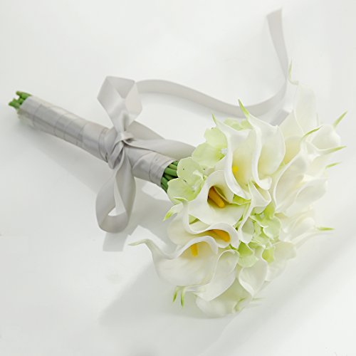 JUSTOYOU Lirios de Agua Artificiales, Sensación Real al Tacto, para Ramos de Boda, hogar, Hotel, jardín, decoración, Tela, Paquete de 20