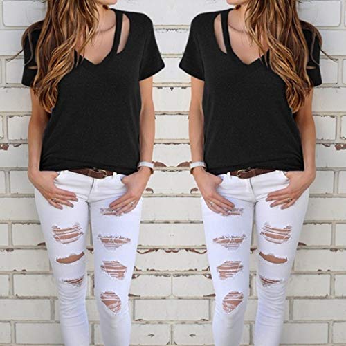 JUTOO Blusa de Mujer Talla Grande Blusa de Mujer en Oferta Blusa Desigual Blusas con Escote Blusas con Volantes de Mujer Blusas Cuello Halter Blusa Bordada Blusa Gasa Mujer Blusa con Volantes Blusa