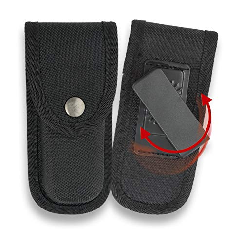 J&V Adventure Knives JV Navaja Cartago MICARTA Negra Funda Cordura para Caza, Pesca, Supervivencia y Bushcraft Realizado en Albacete + Portabotellas de regalo
