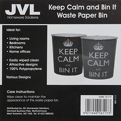 JVL Red Guarde la Calma y Bin Bin Residuos Es Papel - 26cm x 25cm Aprox - Red