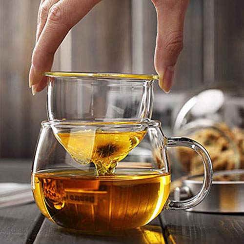 JWBOSS Juego De Tazas De Té De Vidrio Incluido Filtro Y Tapa, Caldera A Prueba De Calor Taza De Té Café Utensilios De Té Restaurante