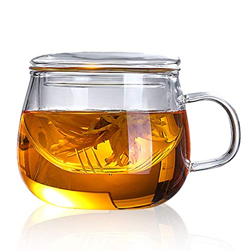 JWBOSS Juego De Tazas De Té De Vidrio Incluido Filtro Y Tapa, Caldera A Prueba De Calor Taza De Té Café Utensilios De Té Restaurante
