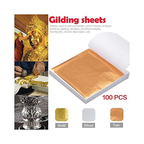 J&X 100X Hojas de la Plata del Oro lámina de Cobre de la Hoja de Arte Scrapbooking de los Artes Dorado Framing Cobre