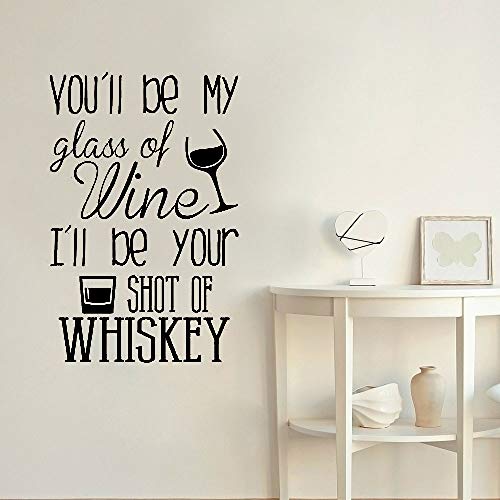 JXFFF Vinilos Decorativos para Bar, serás mi Copa de Vino, seré tu Whisky Oferta Pegatina de Vinilo romántica vinoteca Mural 57x87 cm