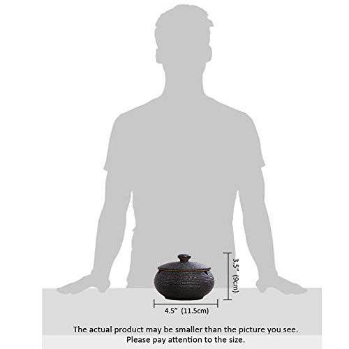 JYJYJ Cenicero para el Exterior con Tapa, de cerámica del Viento cenicero, para la Seguridad del cenicero de decoración de cerámica con Tapas, a Prueba de Viento, cenicero de Cigarrillo,Negro
