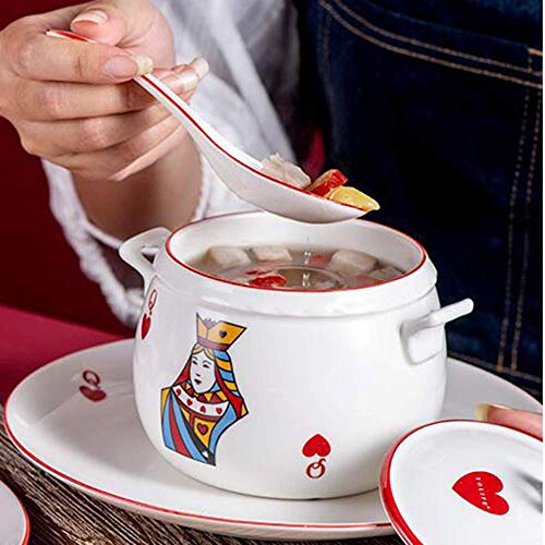 JY&WIN Cuenco de Sopa de Vapor Premium, cazuela de cerámica con Cara de póker, Cuenco de Fideos rápido para el Dormitorio de la Oficina en casa, Apto para lavavajillas, Apto para microondas, Mini o