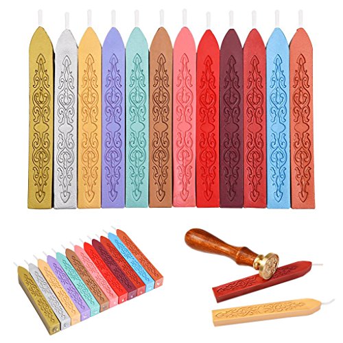 Jzhen 12 Pcs Barras de Cera Sello para Lacre Sello Retro ect