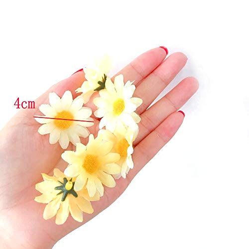 JZK 100 x Amarillo Margaritas Artificiales Gerbera Margaritas Flores Cabezas para Manualidades Boda Navidad Decoracion Fiesta Mesa Confeti Tela Flores