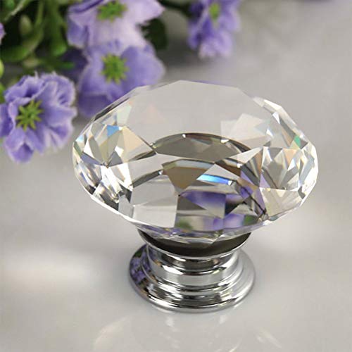 JZK 16 x Pomo de cristal 30 mm perilla de puerta de forma de diamante cajón tirador para aabinete cajón armario empotrado decoración de hogar