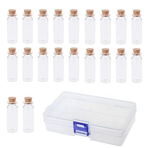 JZK 18 x Pequeño Botella de Cristal con Tapones de Corcho 14 ML para Lavanda Aromas aceites Especias Mensaje para decoración Bodas bautizos comuniones