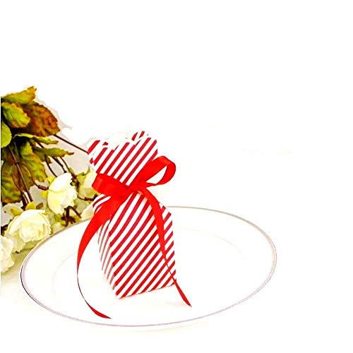 JZK 50 x Blanco rojo rayas caja favor cajitas regalos para boda detalle cumpleaños fiesta bautizo navidad para arroz bombones dulces caja