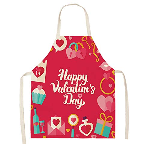 JZZCIDGa Ropa Delantales para Hornear Personalizados Carta De Amor Pastel Y Vino Lino De Algodón Suave para Mujeres Hombres - Delantal De Cocina Chef - Idea De Regalo Ideal para Damas