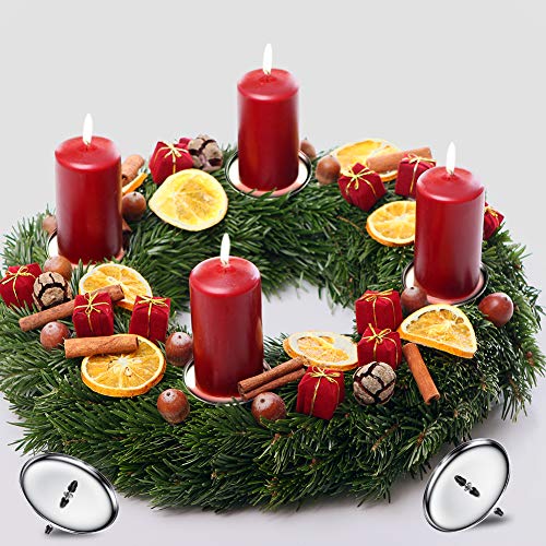 K KUMEED - Juego de 4 portavelas de Adviento (plato, 6 cm, para colocar en el centro de velas con mandril, para coronas de Adviento, decoración navideña