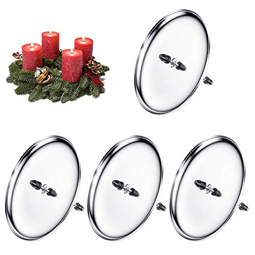 K KUMEED - Juego de 4 portavelas de Adviento (plato, 6 cm, para colocar en el centro de velas con mandril, para coronas de Adviento, decoración navideña