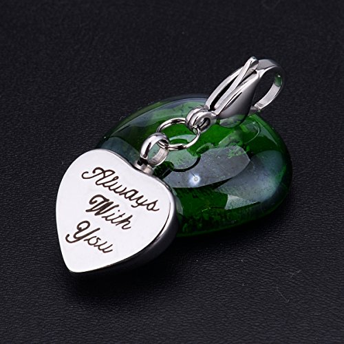 K-Y - Colgante de urna de cremación con forma de corazón grabado con cierre de langosta de acero inoxidable para recuerdo de cenizas