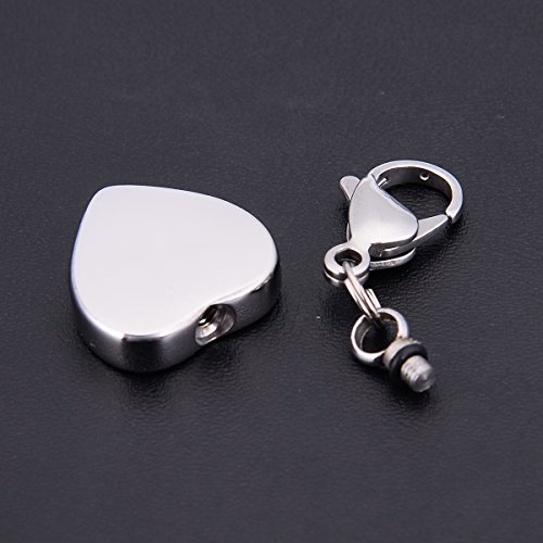 K-Y - Colgante de urna de cremación con forma de corazón grabado con cierre de langosta de acero inoxidable para recuerdo de cenizas
