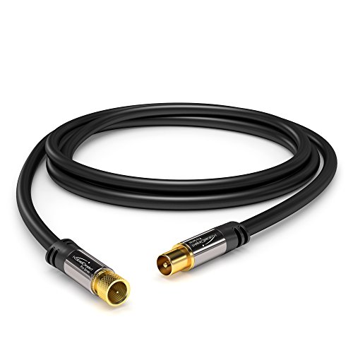 KabelDirekt PRO Series - Cable TV SAT (75 Ohm, HDTV, conector F a conector coaxial, cable coaxial soporta HDTV, DVB-T2, DVB-C, DVB-S, TV y Radio) 5 m