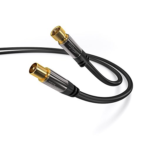 KabelDirekt PRO Series - Cable TV SAT (75 Ohm, HDTV, conector F a conector coaxial, cable coaxial soporta HDTV, DVB-T2, DVB-C, DVB-S, TV y Radio) 5 m