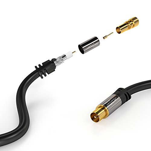 KabelDirekt PRO Series - Cable TV SAT (75 Ohm, HDTV, conector F a conector coaxial, cable coaxial soporta HDTV, DVB-T2, DVB-C, DVB-S, TV y Radio) 5 m