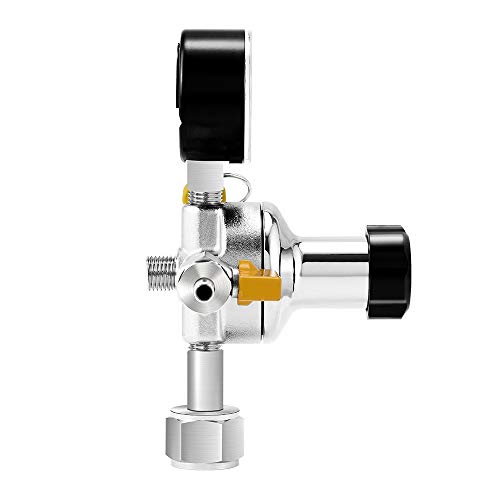 Kacsoo Regulador C02 Regulador de Cerveza con válvula de ventilación de Seguridad, regulador de Doble Calibre C02, Interfaz W21.8, presión de Trabajo 0-90PSI, presión de Botella 0-4500PSI
