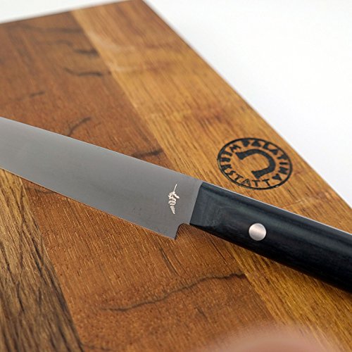 Kai Michel Bras Quotidien BK-0026 - Cuchillo multiusos ultraafilado (hoja de 12,1 cm, tabla grande de madera de roble, 25 x 15 cm)