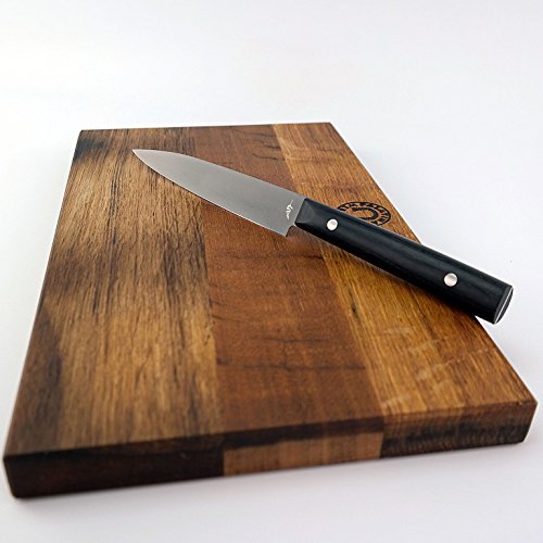 Kai Michel Bras Quotidien BK-0026 - Cuchillo multiusos ultraafilado (hoja de 12,1 cm, tabla grande de madera de roble, 25 x 15 cm)
