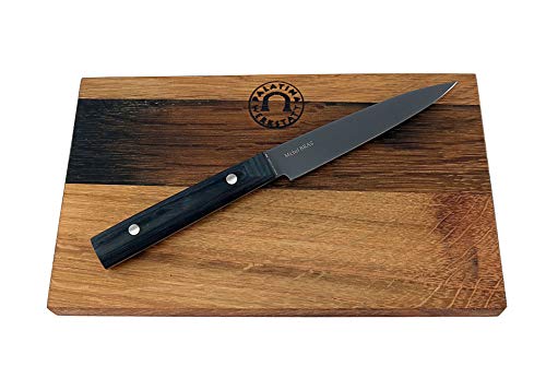 Kai Michel Bras Quotidien BK-0026 - Cuchillo multiusos ultraafilado (hoja de 12,1 cm, tabla grande de madera de roble, 25 x 15 cm)