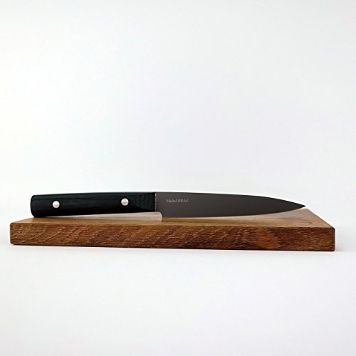 Kai Michel Bras Quotidien BK-0026 - Juego de 3 cuchillos multiusos muy afilados BK-0025, cuchillo grande BK-0027, tabla grande de madera de roble (roble) 35 x 25 cm