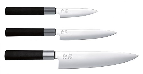 Kai Wasabi - Juego de cuchillos de cocina (3 unidades, 20 cm, cuchillo multiusos de 15 cm, cuchillo de oficina de 10 cm)