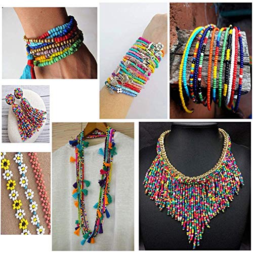 KAIMIRUI 7500 Cuentas de Colores 3mm Mini cuentas de cristal para los niños DIY Bracelet Arte y joyería-Making, cadena de cuentas de fabricación de juego, Fadeless Color(15 Colores)
