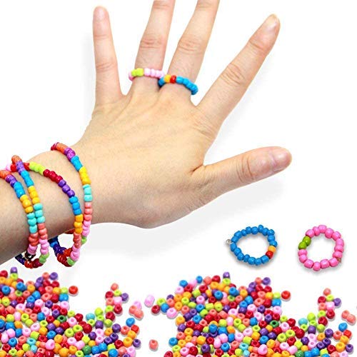 KAIMIRUI 7500 Cuentas de Colores 3mm Mini cuentas de cristal para los niños DIY Bracelet Arte y joyería-Making, cadena de cuentas de fabricación de juego, Fadeless Color(15 Colores)