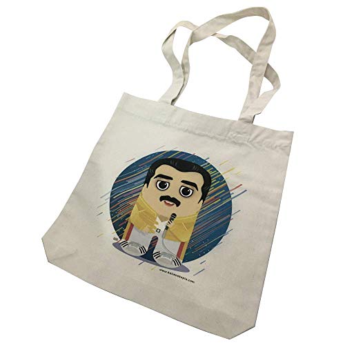 Kalidoskopio Tote Bag de algodon reciclado, modelo Market. Tintes al agua. Bolsa de color algodon natural, con la ilustracion de tu personaje favorito. Asas largas. (Freddie M.)