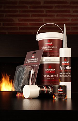 Kamino-Flam – Mortero refractario de chamota, Cemento refractario para chimeneas, barbacoas, estufas y hornos – resistente a altas temperaturas – 1 kg
