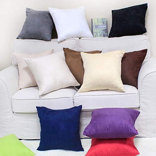 KAMIXIN - Fundas de cojín o almohada cuadradas de ante para el hogar, de colores lisos, para sofá, cama o asiento de coche, tela, chocolate, 40x60cm=16"x24"