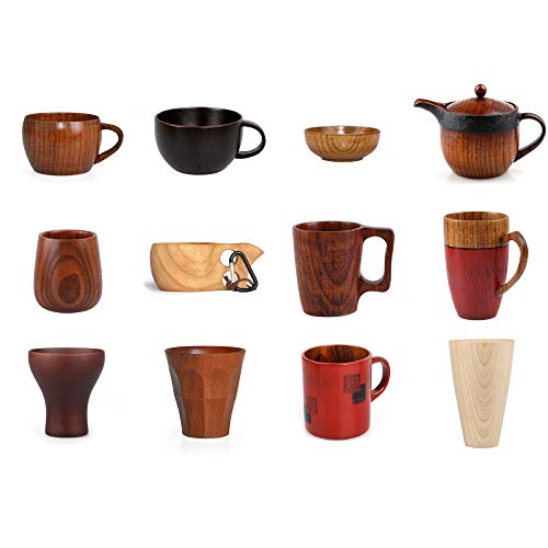 kanglang Wooden Coffee Cup Solid Wood Retro mug-Hemlock Cup Log Color_A