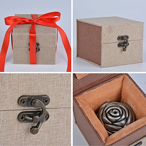 Kapmore Caja para Anillos Rosa Preservada Flores Preservadas Con Bonita Caja de Regalo Como para Propuesta de Matrimonio Boda Navidad Valentine Aniversario Cumpleaños Regalo