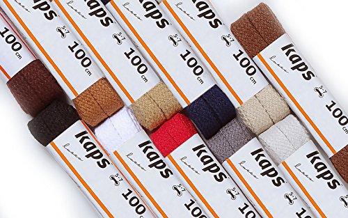 Kaps Cordones planos, cordones de algodón 100%, hechos en Europa, 1 par, muchos colores y longitudes (100 cm - 5 a 7 pares de ojales / 57 - armada)
