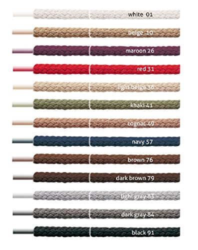 Kaps Cordones redondos, cordones de algodón 100% duraderos, hechos en Europa, 1 par, colores y longitudes(90 cm - 5 a 6 pares de ojales / 57 - Marine)